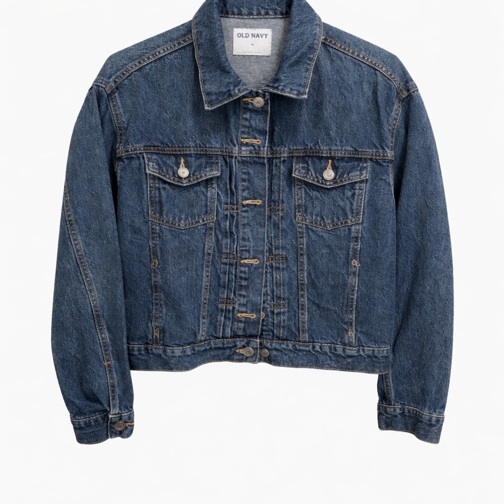 Old Navy Women's Dark Blue Denim Jacket - Medium